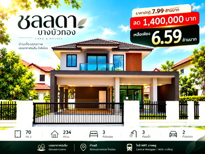 บ้านเดี่ยว เดอะ พาซิโอ พาร์ค กาญจนาภิเษก : ขายบ้านเดี่ยว กฤษดานคร 18 พุทธมณฑลสาย 3 ที่ดินใหญ่ 144 ตร.ว. 4 ห้องนอน 3 ห้องน้ำ พื้นที่ใช้สอย 236 ตร.ม. ลด 1 ล้าน เหลือ 8.99 ล้าน