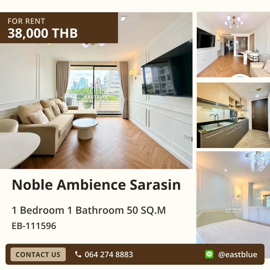 รูป Noble Ambience Sarasin คอนโดหรูให้เช่า 1 ห้องนอน ใกล้ BTS ราชดำริ 🏙️ - รูปที่ 1/10