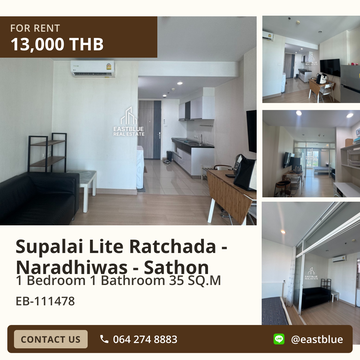เช่าคอนโดพร้อมอยู่ Supalai Lite Ratchada - Naradhiwas - Sathon ✨