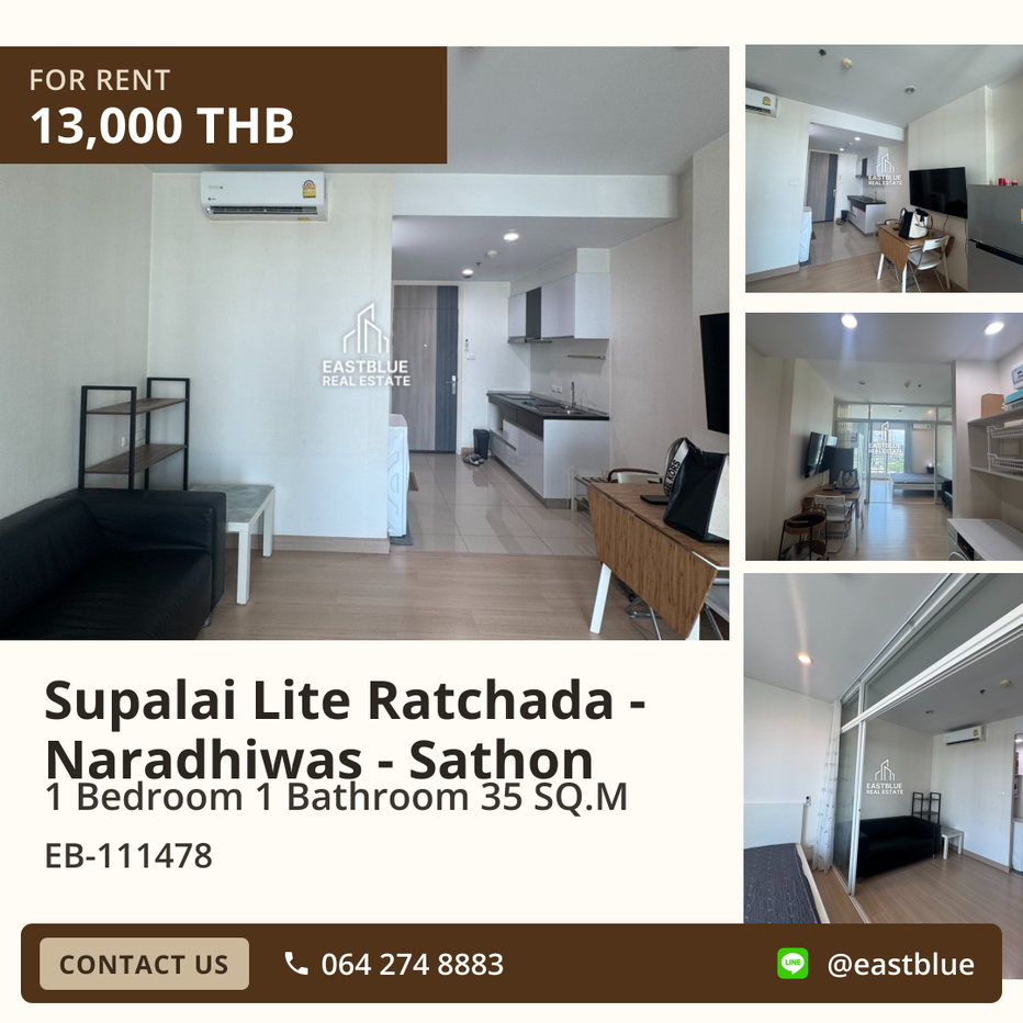 รูป เช่าคอนโดพร้อมอยู่ Supalai Lite Ratchada - Naradhiwas - Sathon ✨ - รูปที่ 1/10