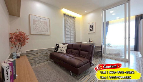 Call : 065-754-4426 / Happy Condo Ladprao 101 ห้องขนาด 36 ตารางเมตร 1 ห้องนอน ชั้น5 ตึก North ตกแต่งใหม่ พร้อมเข้าอยู่ (เลี้ยงสัตว์ได้)