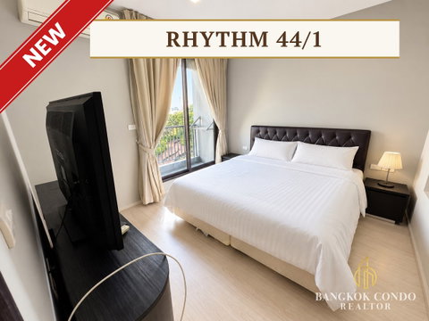 🍀🍀 Prime condo location🚆 For Rent📌 Rhythm 44/1 (Line:@rent2022) BTS Phra Khanong✨Ready to move in 🔖 A02557