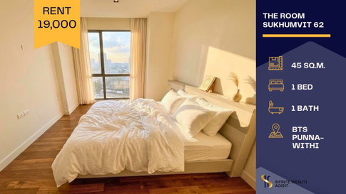 ✨ Never rented before! • The Room Sukhumvit 62 1Bed 45sqm | 0m BTS Punnawithi • Open view • 19,000/mo • Free viewing now!
