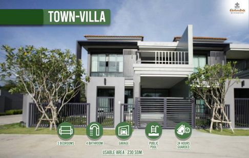 For Rent 2-Story Town Villa, Chateudale Residence Soi Siam Country Club, East Pattaya