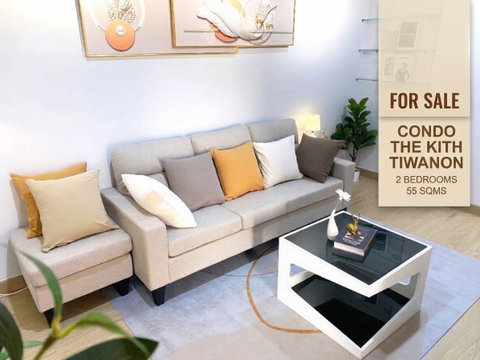 📌For Sale !!🔥The Kith Tiwanon, 2 bedrooms, corner room, very wide ✅Close to the BTS, Pak Kret intersection, no flood 💥Very good price!!